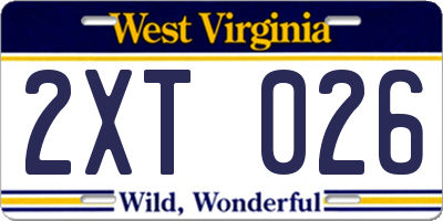 WV license plate 2XT026