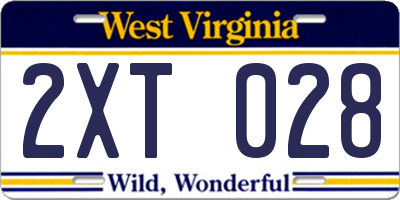 WV license plate 2XT028