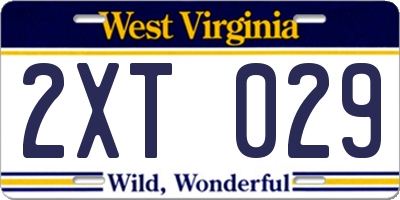 WV license plate 2XT029