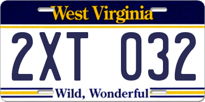 WV license plate 2XT032