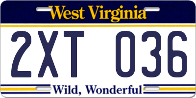 WV license plate 2XT036