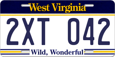 WV license plate 2XT042