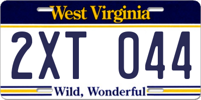 WV license plate 2XT044