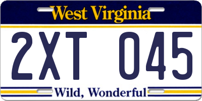 WV license plate 2XT045