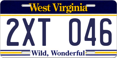 WV license plate 2XT046