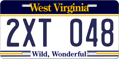 WV license plate 2XT048