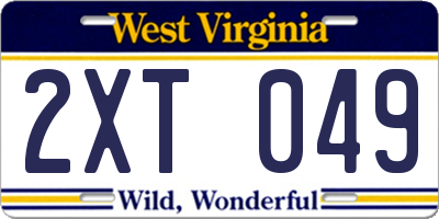 WV license plate 2XT049