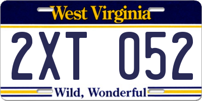 WV license plate 2XT052