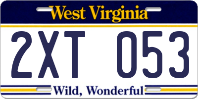WV license plate 2XT053