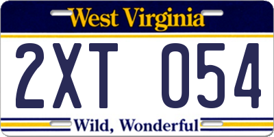 WV license plate 2XT054