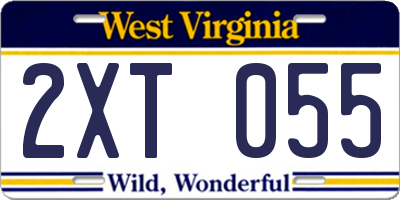 WV license plate 2XT055