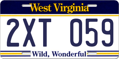 WV license plate 2XT059