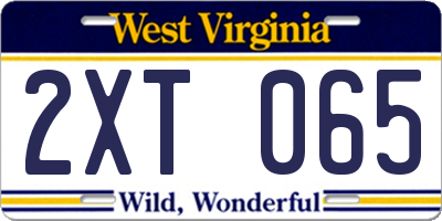 WV license plate 2XT065