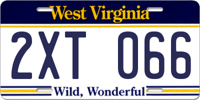 WV license plate 2XT066