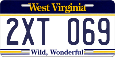WV license plate 2XT069