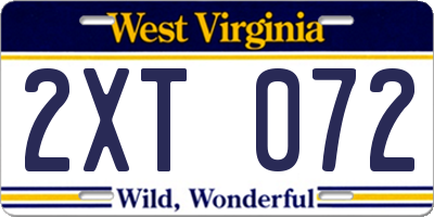 WV license plate 2XT072