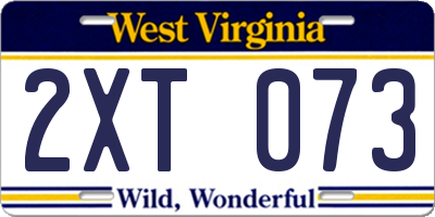 WV license plate 2XT073