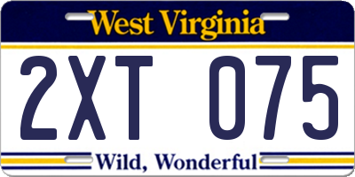 WV license plate 2XT075