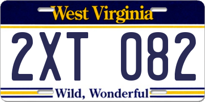 WV license plate 2XT082