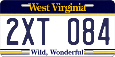 WV license plate 2XT084