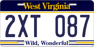 WV license plate 2XT087