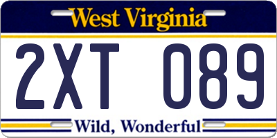 WV license plate 2XT089