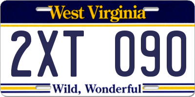 WV license plate 2XT090