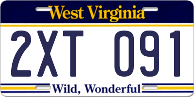 WV license plate 2XT091