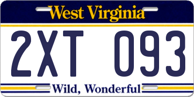 WV license plate 2XT093