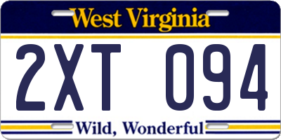 WV license plate 2XT094