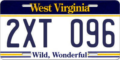 WV license plate 2XT096