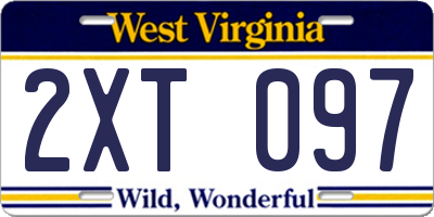 WV license plate 2XT097