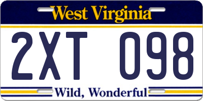 WV license plate 2XT098