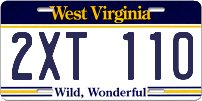 WV license plate 2XT110