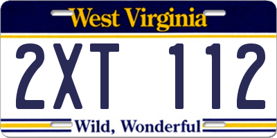 WV license plate 2XT112