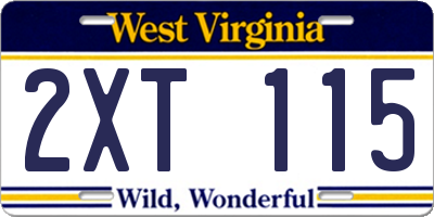 WV license plate 2XT115