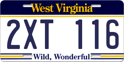 WV license plate 2XT116