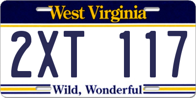 WV license plate 2XT117