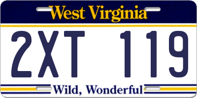 WV license plate 2XT119