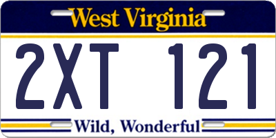 WV license plate 2XT121