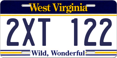 WV license plate 2XT122