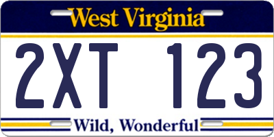 WV license plate 2XT123