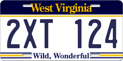 WV license plate 2XT124