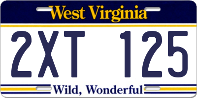 WV license plate 2XT125