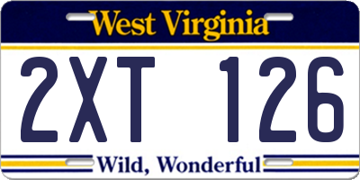 WV license plate 2XT126