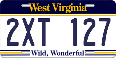 WV license plate 2XT127