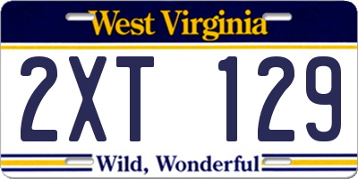 WV license plate 2XT129