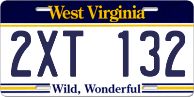 WV license plate 2XT132