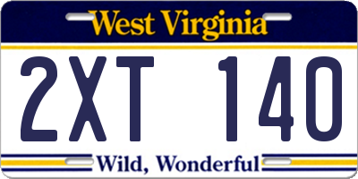 WV license plate 2XT140