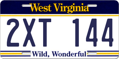 WV license plate 2XT144